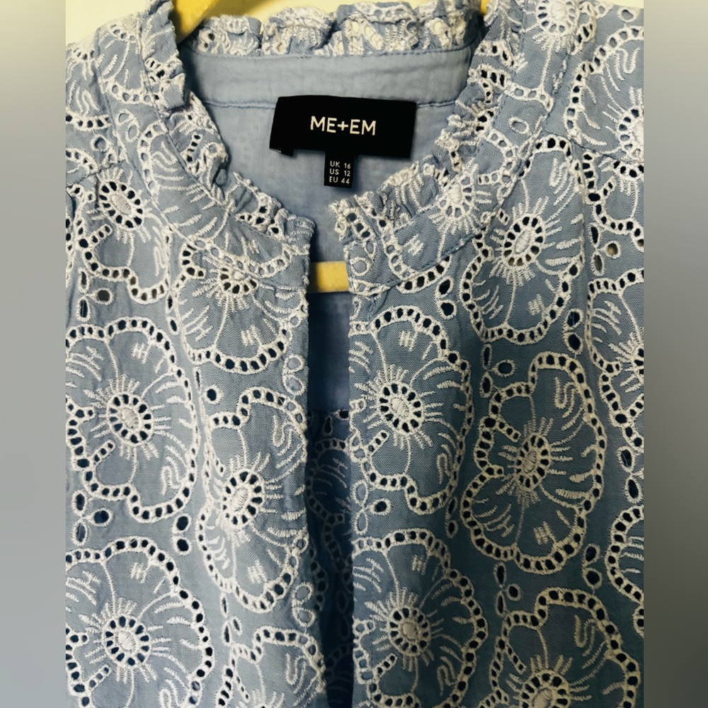 ME+EM Pale Blue Eyelet Tiered Mini Dress - Picture 5 of 9